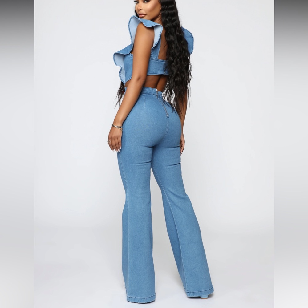 Blue Ruffled Jumpsuit - Picture 4 of 6
